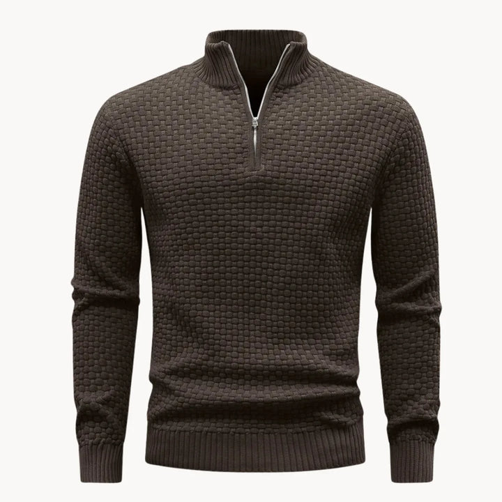 Pull Hugo homme en maille nid d'abeille – col zippé