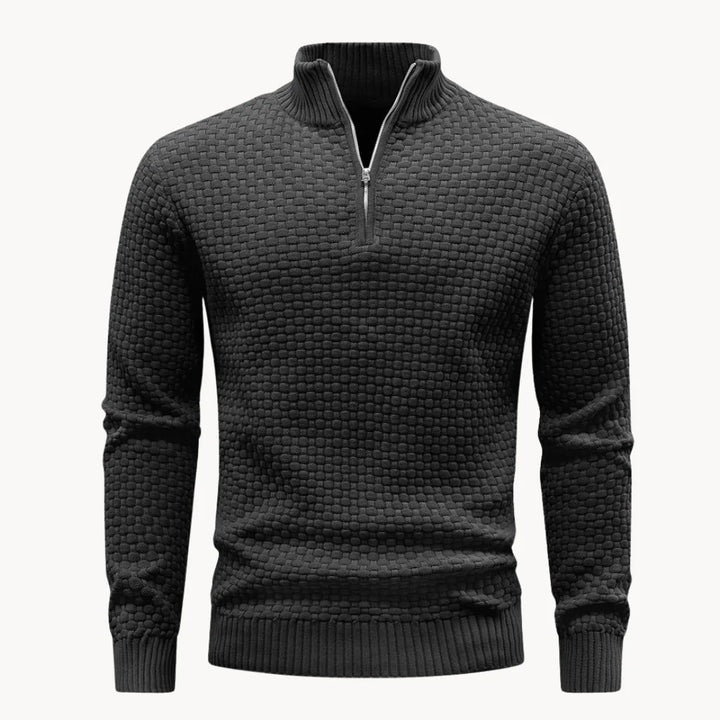 Pull Hugo homme en maille nid d'abeille – col zippé