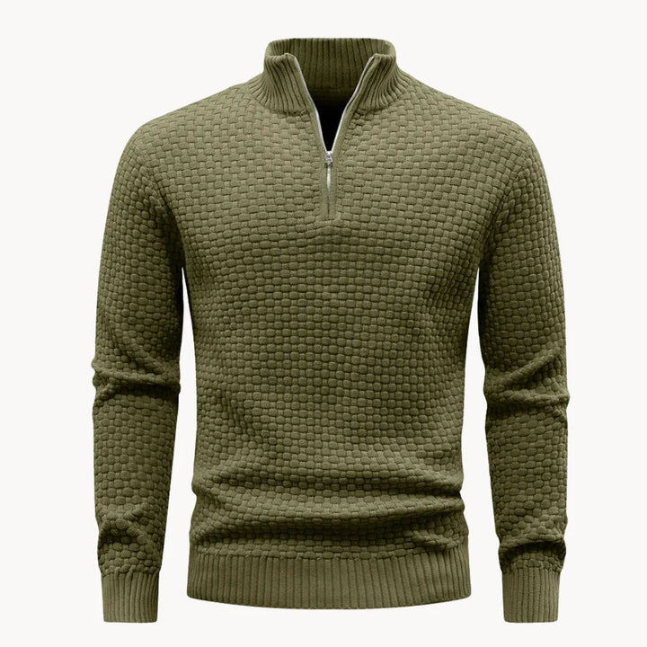 Pull Hugo homme en maille nid d'abeille – col zippé
