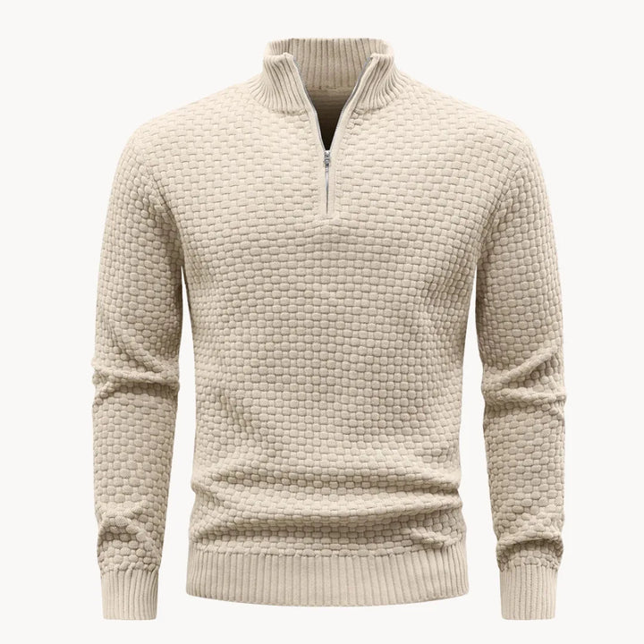 Pull Hugo homme en maille nid d'abeille – col zippé