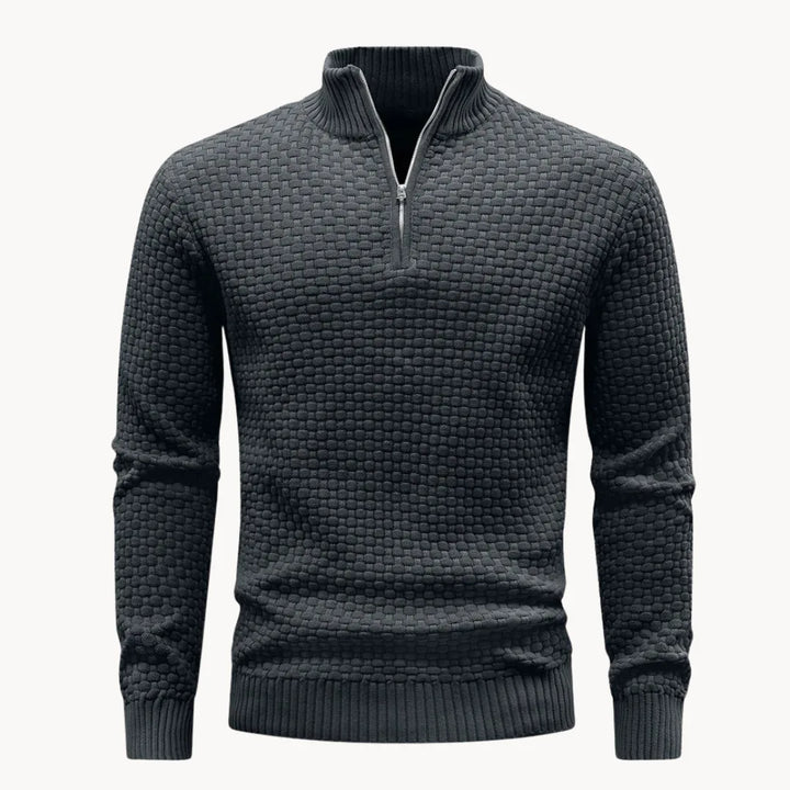 Pull Hugo homme en maille nid d'abeille – col zippé