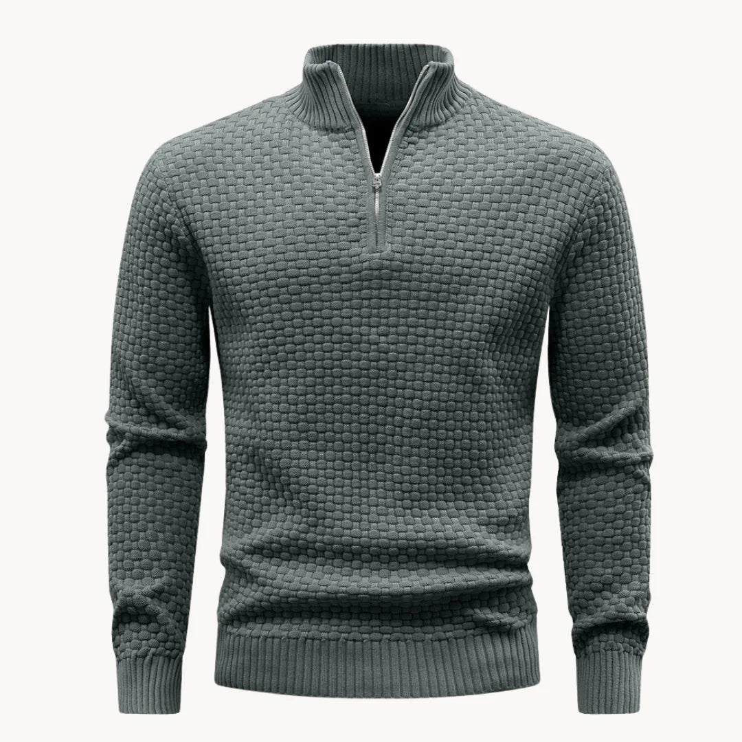 Pull Hugo homme en maille nid d'abeille – col zippé