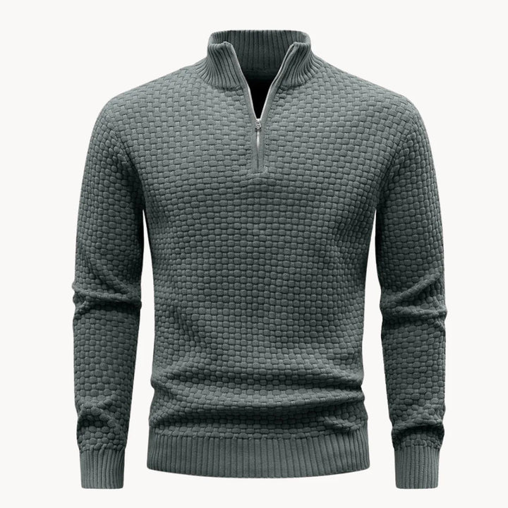 Pull Hugo homme en maille nid d'abeille – col zippé