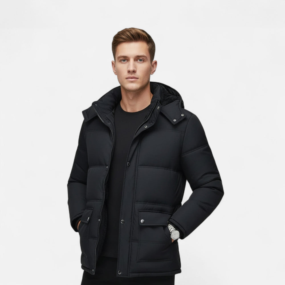 Doudoune homme à capuche doublée – chaleur d'hiver raffinée