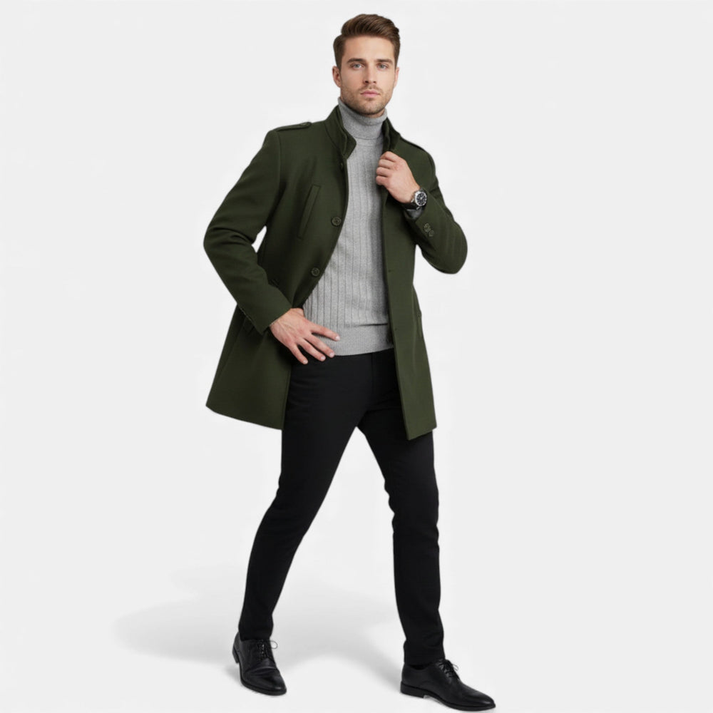 Manteau homme mi-long en laine à zip – élégance classique