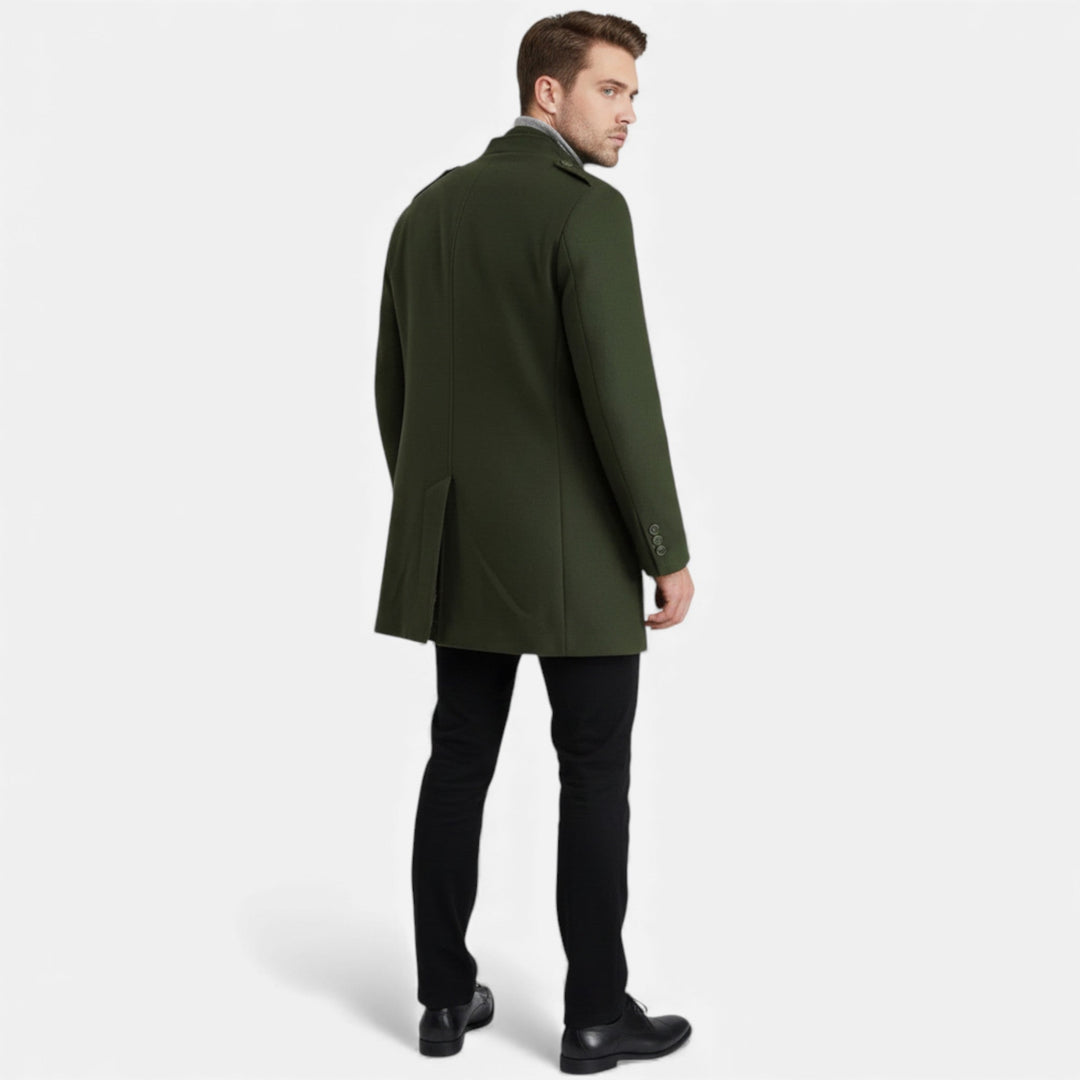 Manteau homme mi-long en laine à zip – élégance classique