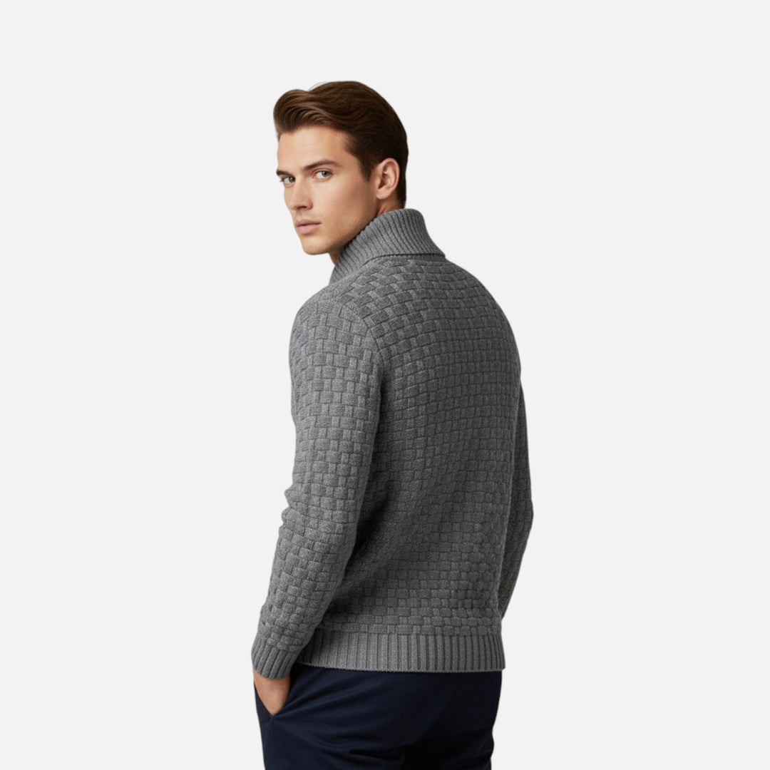 Pull col montant homme à boutons – chaleur d'hiver