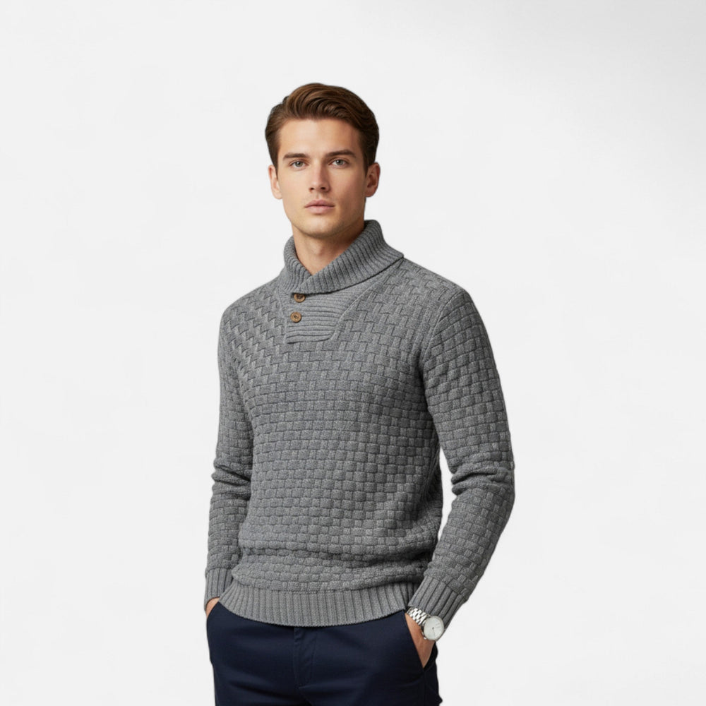 Pull col montant homme à boutons – chaleur d'hiver