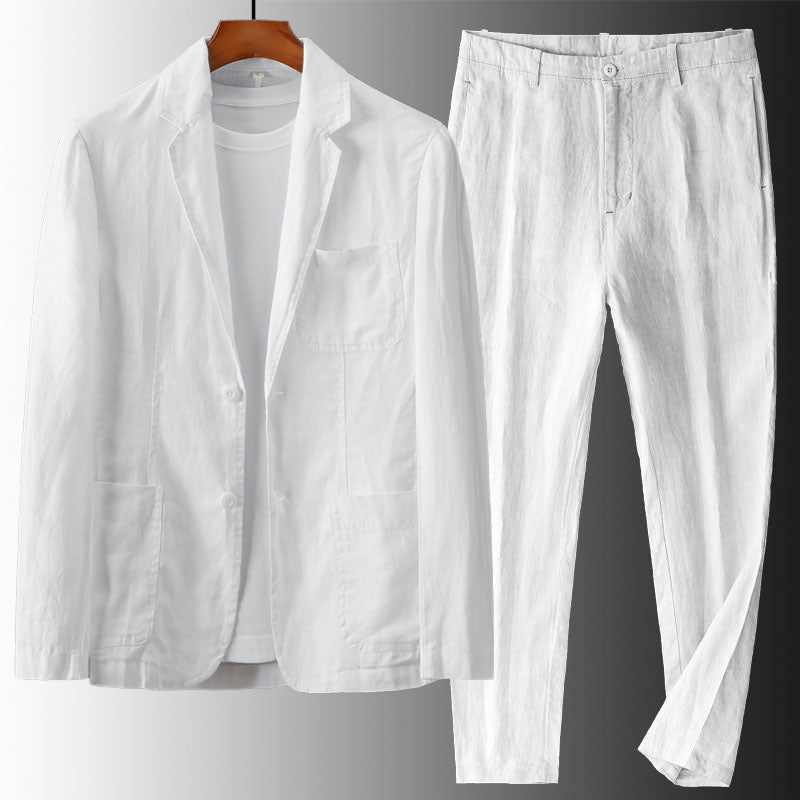 Costume d'été homme en lin – veste deux boutons, coupe décontractée