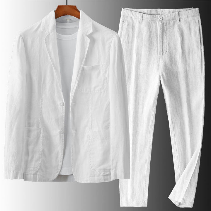 Costume d'été homme en lin – veste deux boutons, coupe décontractée