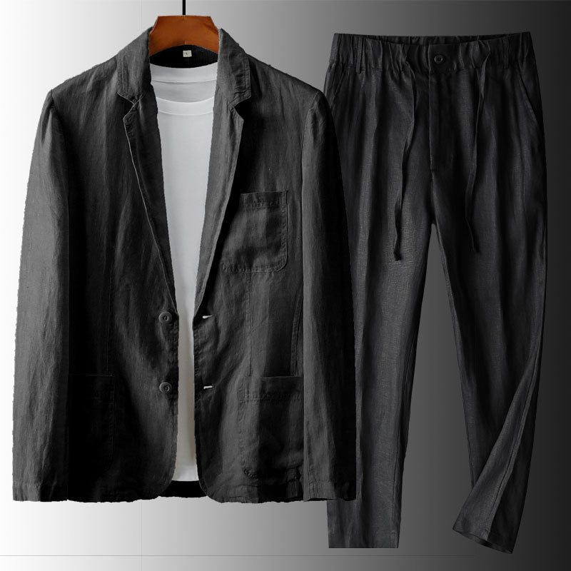 Costume d'été homme en lin – veste deux boutons, coupe décontractée