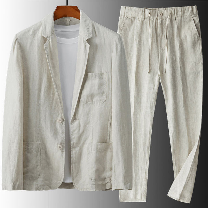 Costume d'été homme en lin – veste deux boutons, coupe décontractée