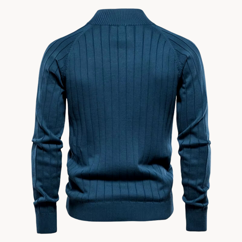 Cardigan zippé en maille fine – col montant élégant