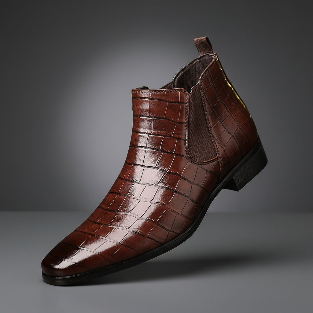 Boots chelsea Phase-20 effet croco – finition brillante