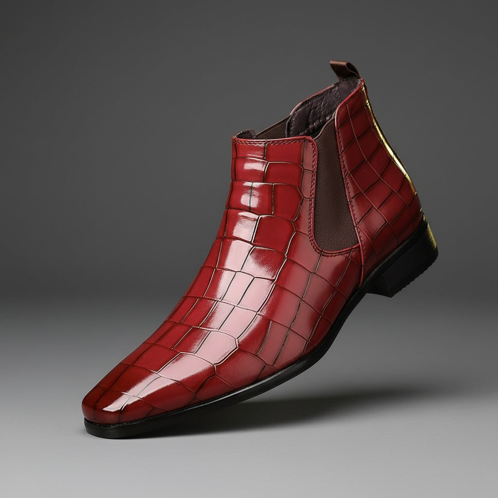 Boots chelsea Phase-20 effet croco – finition brillante