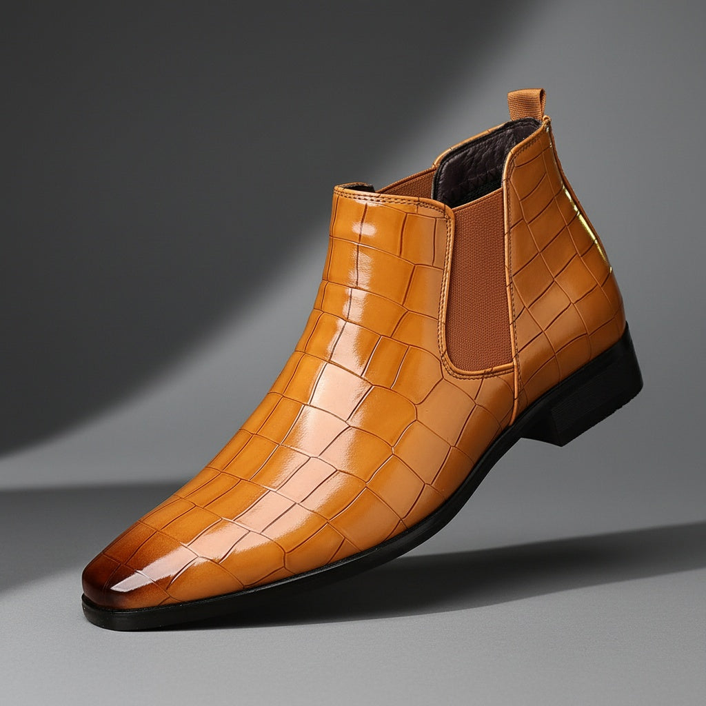 Boots chelsea Phase-20 effet croco – finition brillante