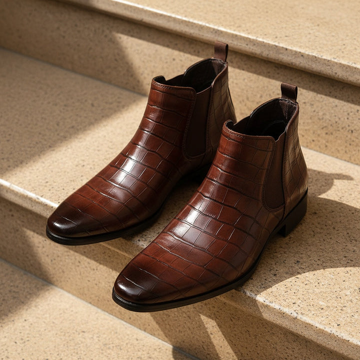 Boots chelsea Phase-20 effet croco – finition brillante