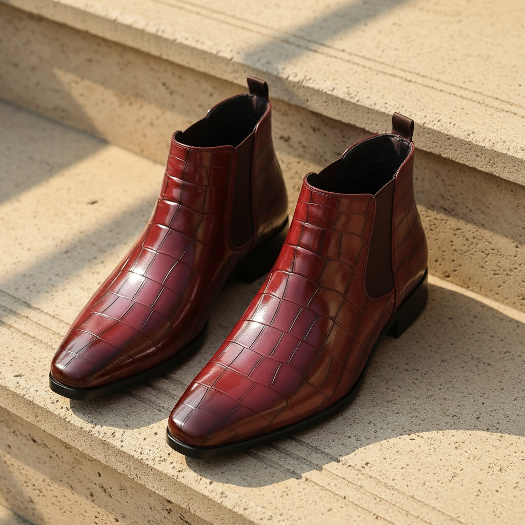 Boots chelsea Phase-20 effet croco – finition brillante