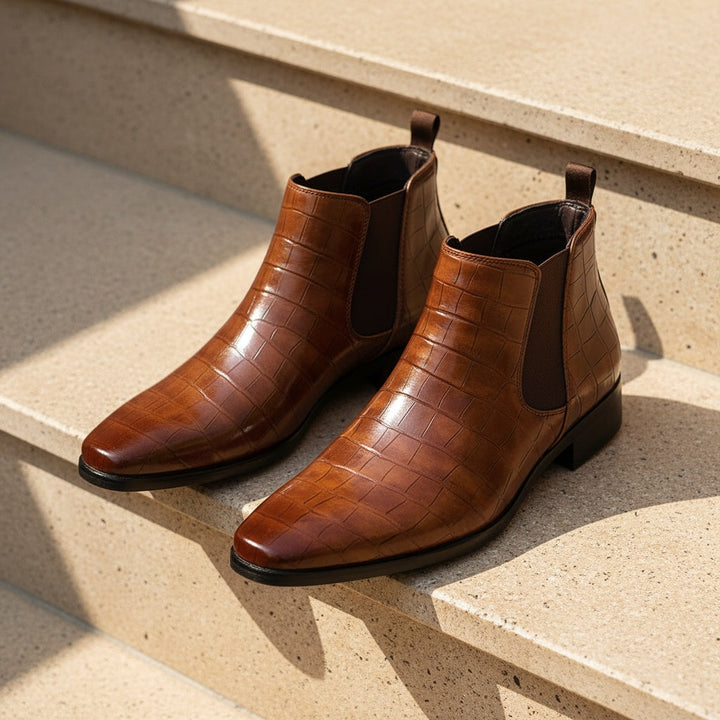 Boots chelsea Phase-20 effet croco – finition brillante
