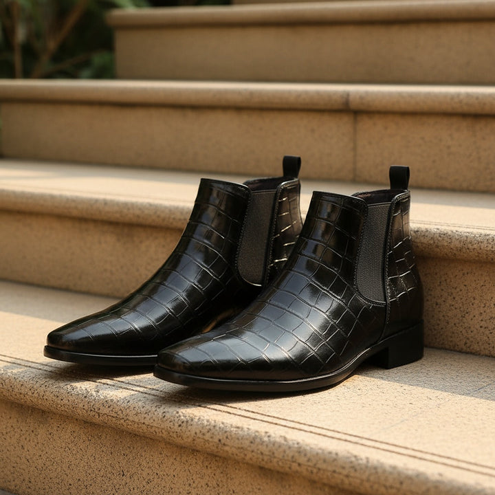 Boots chelsea Phase-20 effet croco – finition brillante