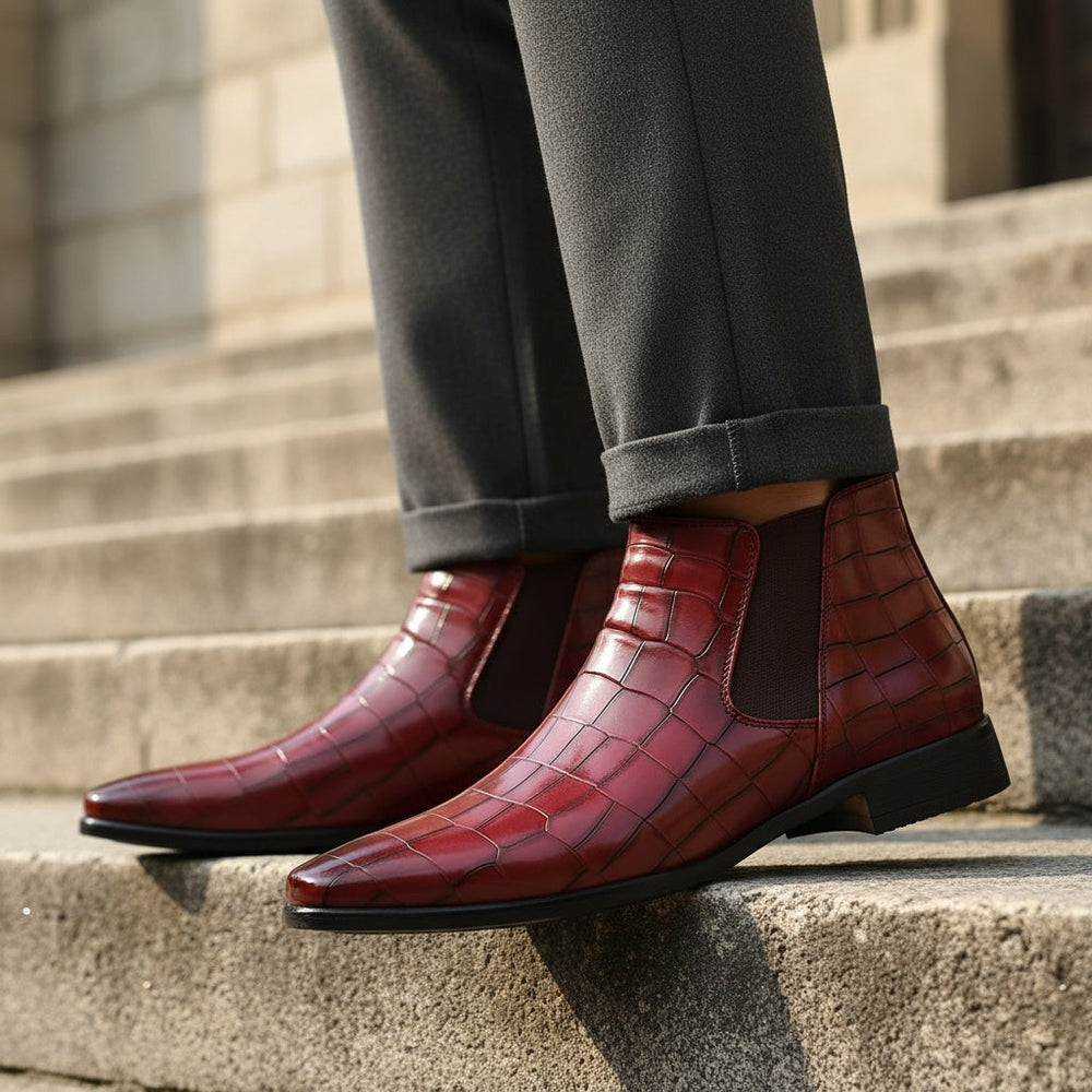 Boots chelsea Phase-20 effet croco – finition brillante