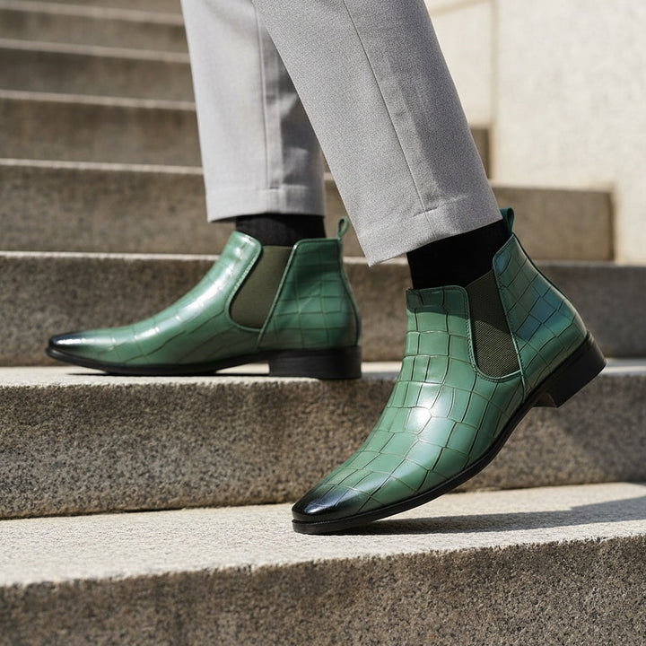 Boots chelsea Phase-20 effet croco – finition brillante