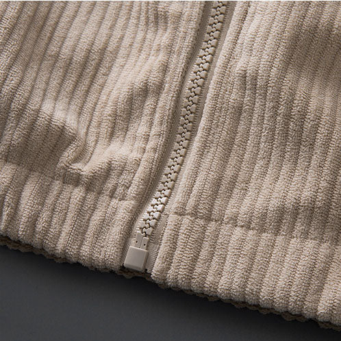 Veste homme en tissu côtelé à col montant – zip intégral
