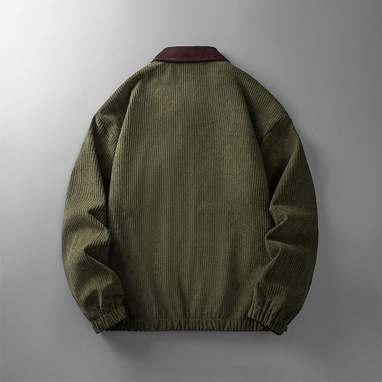 Veste homme en tissu côtelé à col montant – zip intégral