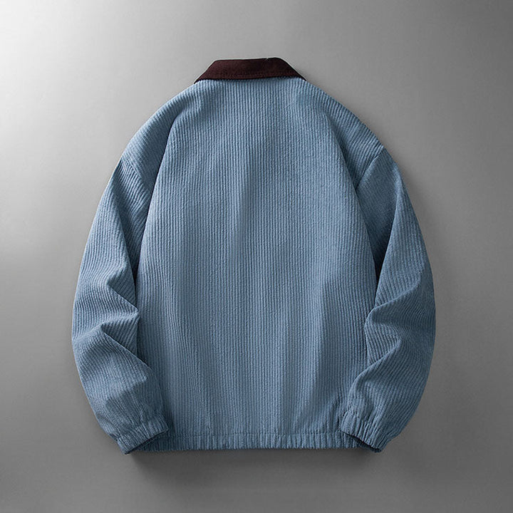Veste homme en tissu côtelé à col montant – zip intégral