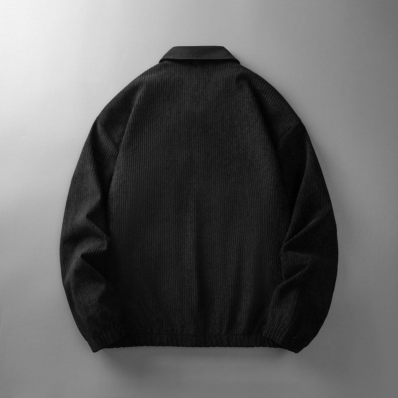 Veste homme en tissu côtelé à col montant – zip intégral