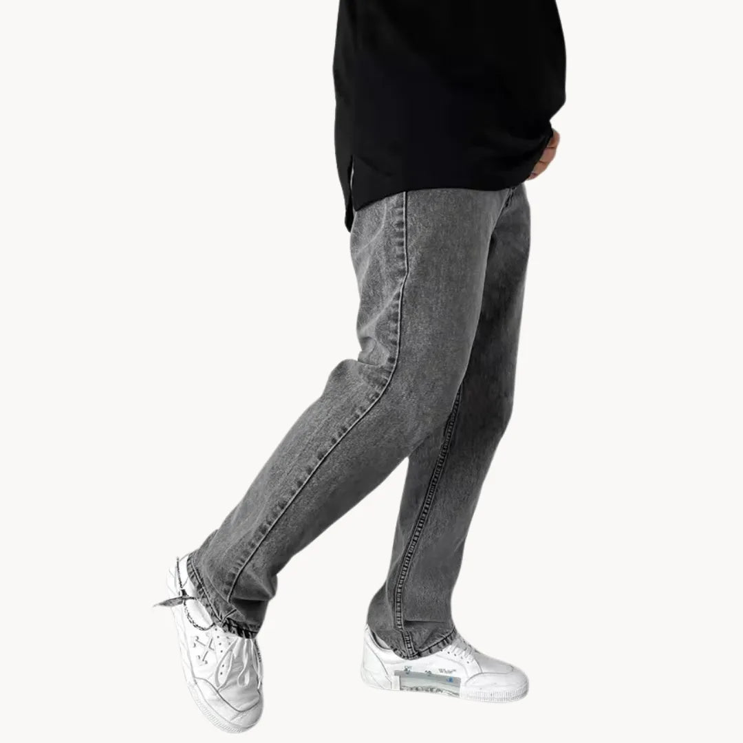 Jean homme coupe droite délavage clair – denim cinq poches
