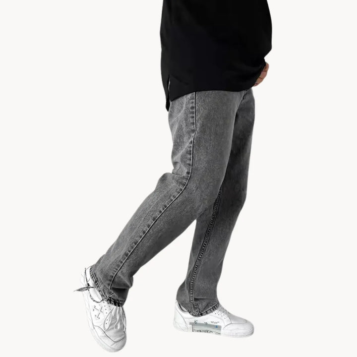 Jean homme coupe droite délavage clair – denim cinq poches