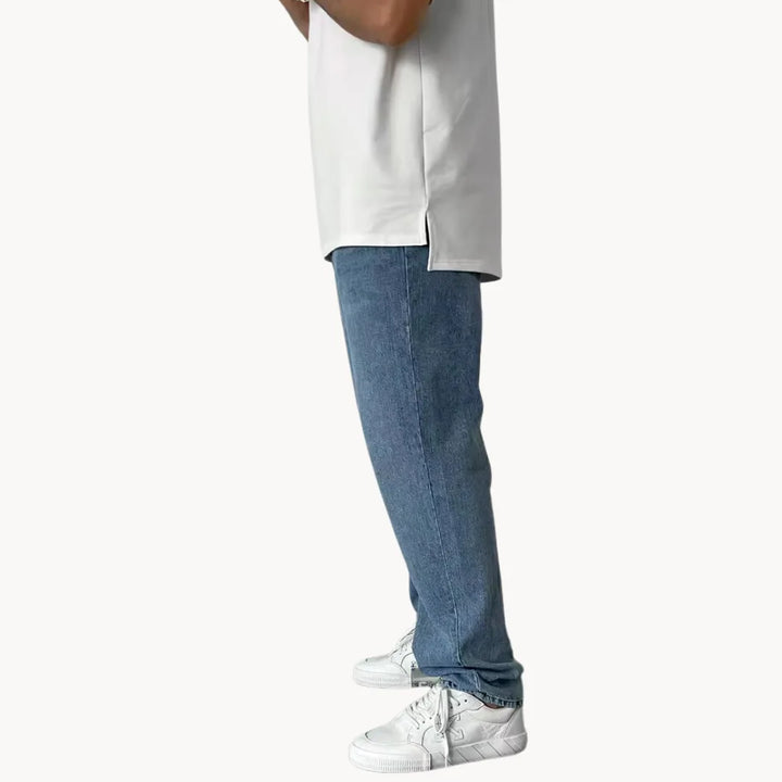 Jean homme coupe droite délavage clair – denim cinq poches