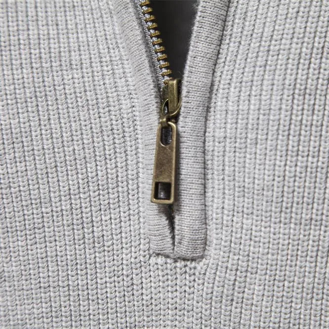 Pull Hugo homme à demi-zip – maille côtelée et col montant