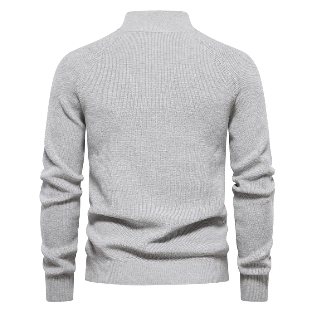Pull Hugo homme à demi-zip – maille côtelée et col montant