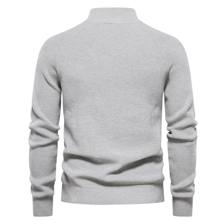 Pull Hugo homme à demi-zip – maille côtelée et col montant