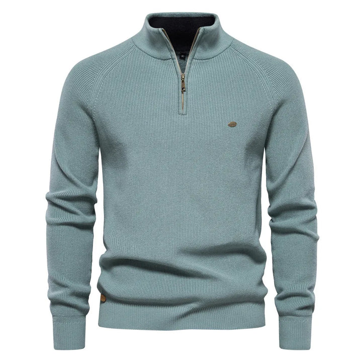Pull Hugo homme à demi-zip – maille côtelée et col montant