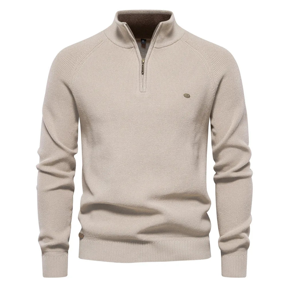 Pull Hugo homme à demi-zip – maille côtelée et col montant