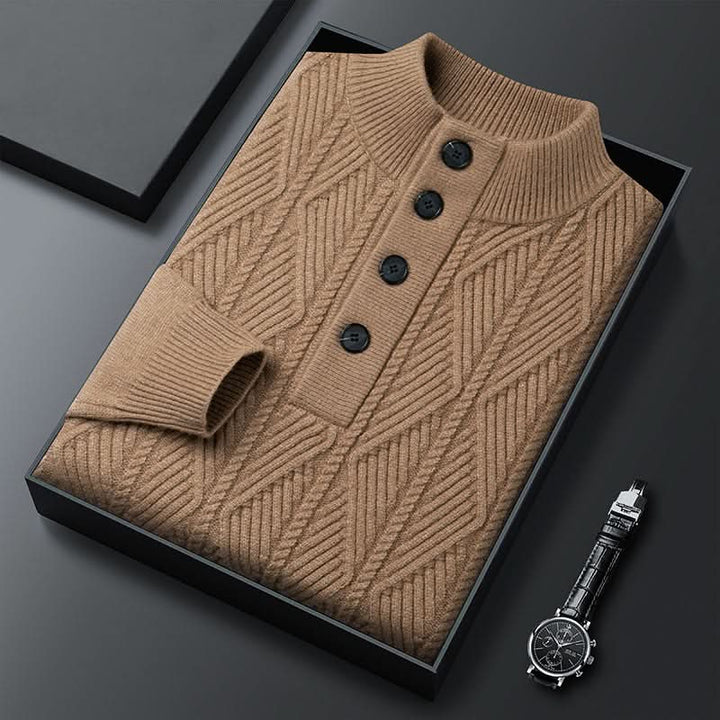 Pull homme Aurevo en laine mérinos à demi-zip – chaleur légère