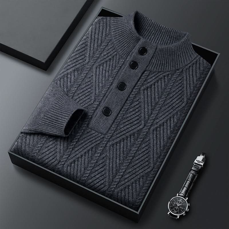 Pull homme Aurevo en laine mérinos à demi-zip – chaleur légère