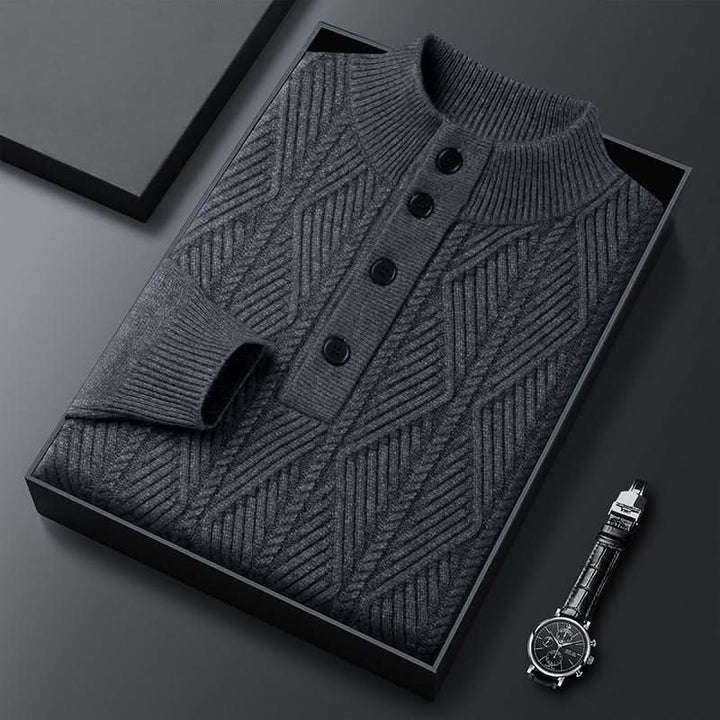 Pull homme Aurevo en laine mérinos à demi-zip – chaleur légère