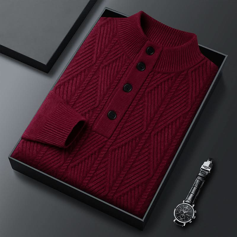 Pull homme Aurevo en laine mérinos à demi-zip – chaleur légère