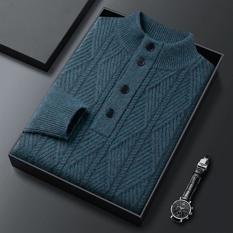 Pull homme Aurevo en laine mérinos à demi-zip – chaleur légère