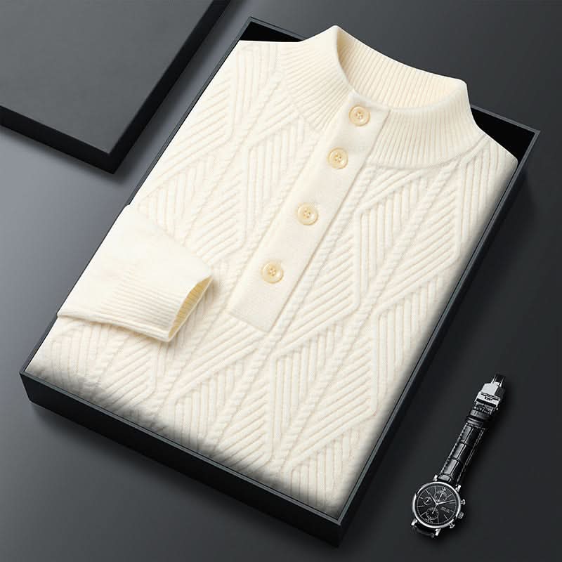 Pull homme Aurevo en laine mérinos à demi-zip – chaleur légère