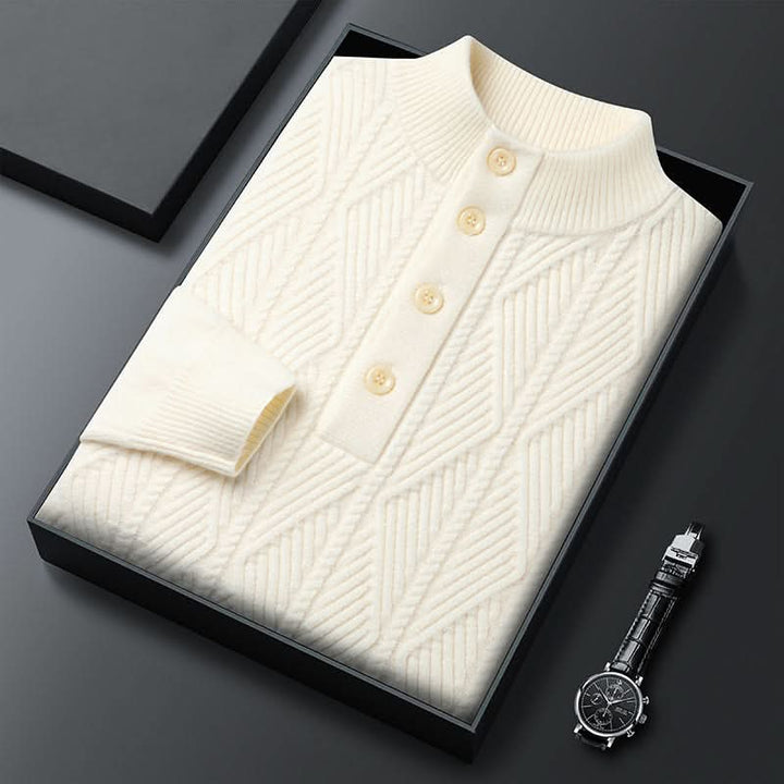 Pull homme Aurevo en laine mérinos à demi-zip – chaleur légère