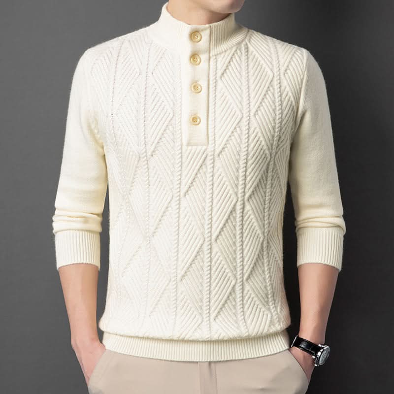 Pull homme Aurevo en laine mérinos à demi-zip – chaleur légère