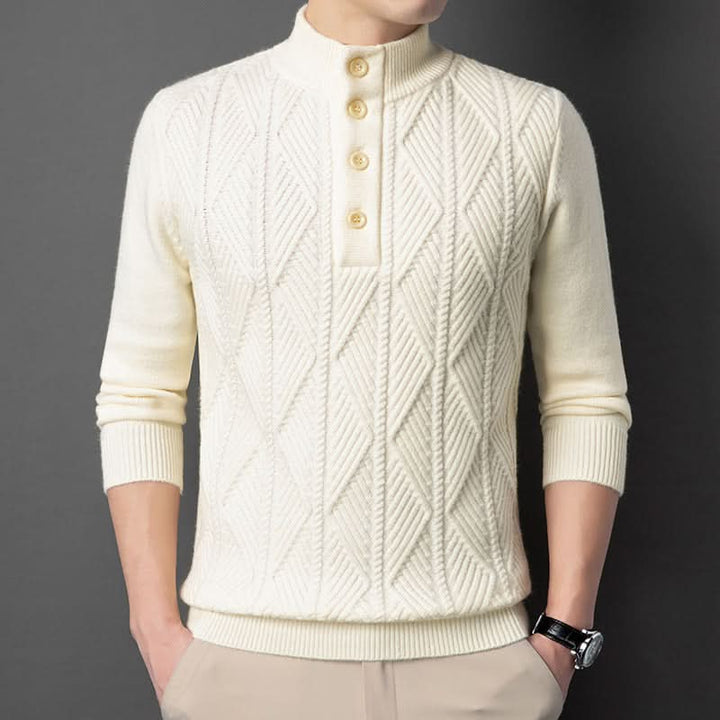 Pull homme Aurevo en laine mérinos à demi-zip – chaleur légère