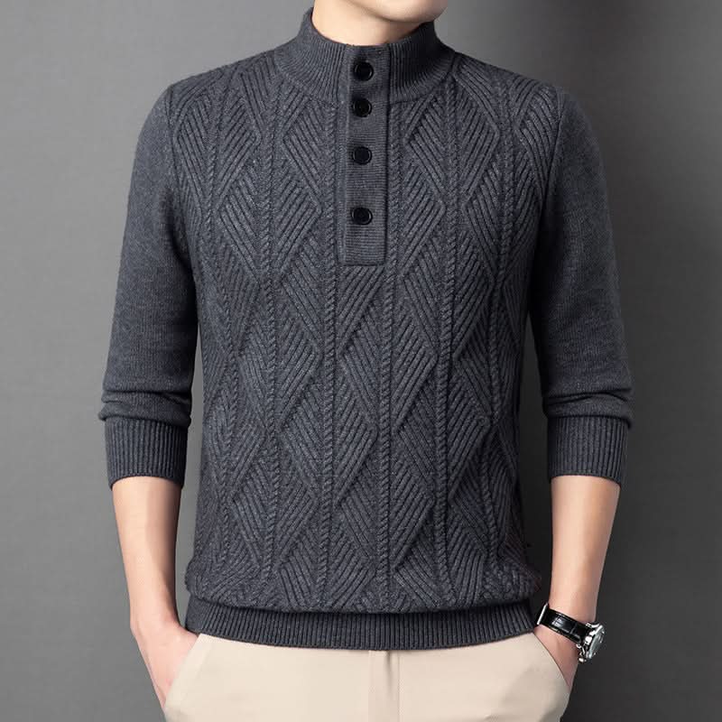 Pull homme Aurevo en laine mérinos à demi-zip – chaleur légère