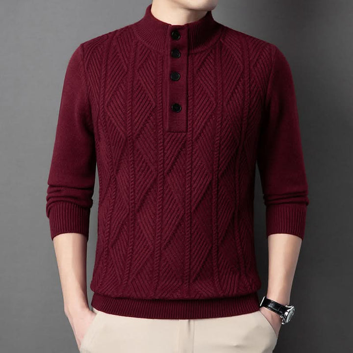 Pull homme Aurevo en laine mérinos à demi-zip – chaleur légère