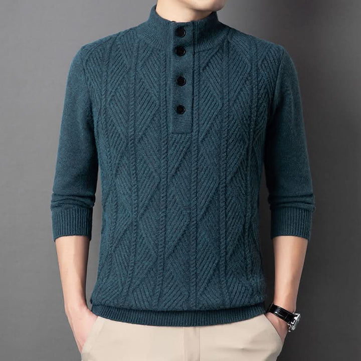 Pull homme Aurevo en laine mérinos à demi-zip – chaleur légère